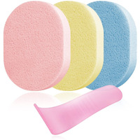Hair Removal Aid Kit: 3 Body Sponges & Depilatory Cream Spatula - Gentle On Skin  100% Pva Material  For Men & Women