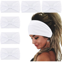 Wecoe 6 Pack White Headbands For Women Wide Elastic Headbands Fashion African Headbands For Wigs Head Wrap Knotted Headbands Sports Running Workout Yoga Headbands Halloween Hair Accessories For Women