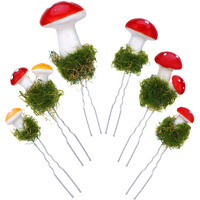 Partyforu Mushroom Hair Pins For Women - 6 Pcs Fairy Flower Hairpins Set For Forest Wedding  Cute Woodland Mushroom Hair Accessories For Goblincore Aesthetic Renaissance Christmas Xmas Outfit Gift