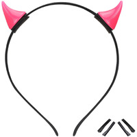 Mostory Pink Devil Horn Headband - Demon Horns Hairband Horns Hairhoop For Halloween Renaissance Renfaire Cosplay Fae Ball