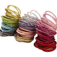 200 Pcs Glitter Hair Ties Ponytail Holders Multi Color Hair Bands No Metal Hair Elastics Small Stretch Hair Ties Colorful Thick Hair Ties For Women Girls