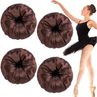 Yuxung 4 Pcs Satin Hair Bun Donut Satin Hair Bun Maker Dark Retain Moisture Easy To Style For Women Ladies Military Ballet And Business(Brown)