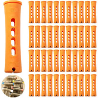 Coufce 60 Pcs Perm Rods 0.87"" Orange Hair Rollers Cold Wave Rods Long Short Hair Rollers Curling Rods