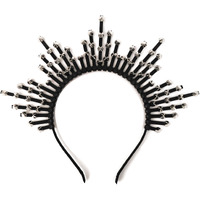 Eioi & Lmnm Punk Rivet Halo Crown Headband For Women  Goth Silver Studded Hairband  Edgy Rebellious Dark Wicked Spiky Black Tiara Headpiece For Halloween Cosplay Photoshoot (A  One-Size)
