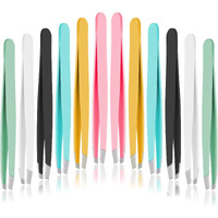 12 Pcs Tweezers  Eyebrow Tweezers Multicolor Tweezers For Women Facial Hair Precision Tweezers Slanted Tweezers Stainless Steel Double Sided Tweezers For Lash Extension Men Brow Ingrown Hair Removal