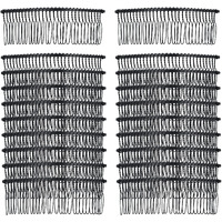 Lawie 20 Pack Bulk 30 Teeth Large Wide Black Metal Side Hair Combs Base Wire Twist Hair Comb Clips Wedding Bridal Veil Combs Decorative Headpiece French Twist Updo Bun Holder Accessories