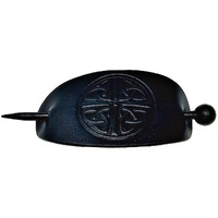 Gaelsong  Hand Made Leather Barrette With Black Wooden Stick For Thick Hair Turtle Accessories Gifts For Women