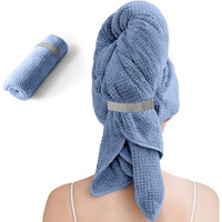 Netcken Large Microfiber Hair Towel For Women Fast Drying Hair Wrap For Curly Hair Super Absorbent And Soft Anti Frizz Hair Towel For Long 24 * 42 Inches-Blue