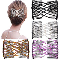 Ruihfas 4Pcs Magic Beading Hair Comb Double Clips Easy Stretch Combs Hair Styling Accessories For Women Girls Hair Beauty