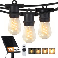 Brightech Ambience Pro Super Bright 48 Ft  15 Bulbs Solar Power Remote Control Outdoor String Lights  Edison Spiral Shatterproof Bulbs  Commercial Grade Led  Waterproof Patio Lights  4W Soft White