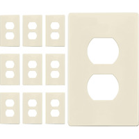 Enerlites Duplex Outlet Receptacle Cover  Screwless Wall Plate  Standard Size  1-Gang 4.68"" X 2.93""  Unbreakable Polycarbonate Thermoplastic  Ul Listed  Si8821-La-10Pcs  Light Almond  10 Pack