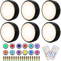Helplex Puck Lights  16 Colors Changeable Under Cabinet Lights Battery Powered Dimmable Led Puck Lightings Under Counter Lights  With 2 Remote Controls  Timing Function  18 Aa Batteries