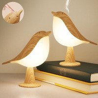 Deogos 2 Cute Bird Lamps Combo Small Bedside Lamps With 3 Color Temperature And Adjustable Brightness Cordless Lamp For Bedroom Nightstand Bedside Table (Wood Tone)