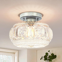 Oykyohei Semi Flush Mount Ceiling Light  Globe Glass Ceiling Light Fixture  Brushed White Oak Modern Lighting For Hallway Bedroom Entryway Kitchen Porch  Bulb Not Included