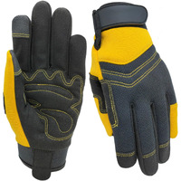 Msupsav Utility Work Glove Multipurpose Yard Work Gloves Multifunctional Synthetic Leather Mechanic Gloves Spandex Working Glove Outdoor Gloves Tounchscreen Best Gifts(Yellow  Medium)