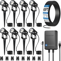 Sunvie All-In-One Led Landscape Lighting Kit  8-Pack Low Voltage Landscape Lights With Transformer And 65Ft Ul-Listed Wire  3000K Waterproof Outdoor Uplights With Connectors For Yard House Garden Tree