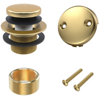 All Metal Tip-Toe Bathtub Drain Kit With Two-Hole Overflow Faceplate And Universal Fine/Coarse Thread Assembly  Bath Tub Drain Kit Fits All Bathtub -Brushed Gold