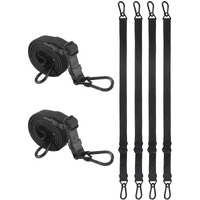 24 Inch Adjustable Carabiner Bungee Cords With 190 Lbs Max Break Strength - Adjust From 17"" To 24"" - Heavy Duty Flat Carabiner Bungee Straps With Upgraded Hooks For Tents  Cargo  Luggage  Etc (4 Pcs)