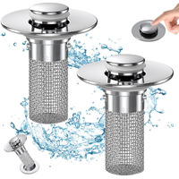 Bathroom Sink Drain Strainer  Pop Up Sink Drain Filter With Removable Stainless Steel Filter Basket Hair Catcher  Bathroom Sink Drain Stopper  For Us Bathroom Sink Stopper Replacement (2Pcs)