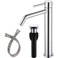 Chrome Tall Bathroom Faucet With Sink Drain And Supply Lines  Jxmmp Single Handle Vessel Sink Faucet Chrome Single Hole  Stainless Steel Vessel Faucet Jxm1001Cp