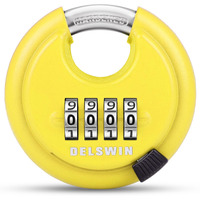 Delswin 4 Digit Combination Disc Padlock With Hardened Steel Shackle Combo Lock For Sheds  Storage Unit  School Gym Locker And Fence (Yellow 1Pcs)