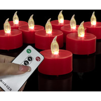 Boakboary Led Tea Light Flameless Candles: 12Pack With Remote Control Candle Long Lasting 400+Hours Battery Operated Led Tealights For Home Decoration Seasonal &Festival Celebration (Red)