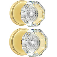 Clctk 2 Pack Crystal Dummy Door Knobs  Non-Turning Single Side Dummy Door Knob Set  Polished Brass/Gold