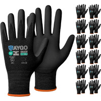Kaygo Safety Work Gloves Microfoam Nitrile Coated  12 Pairs Kg18Nb Seamless Knit Nylon Glove With Full Fingers Touchscreen  Ideal For Automotive Warehouse Construction (2Xl  Black)
