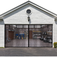 Liamst Garage Door Screen 16 * 9Ft 2 Car Garage Doors- Reinforced Fiberglass Door Screen Stronger High Energy Magnets   Magnetic Screen Door