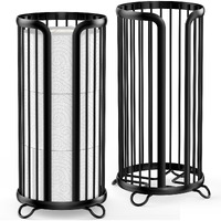 Bunoxea Toilet Paper Holder Stand  Freestanding Toilet Tissue Organizer  Minimalistic Storage Solution  Reserve Mega Rolls Modern Black-2Pack