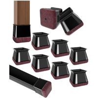 20 Pcs Chair Leg Floor Protectors For Hardwood Floors  Black Rubber Furniture Sliders With Felt  Silicone Furniture Leg Caps Covers  Fit Square Diameter (0.76"" To 1"")