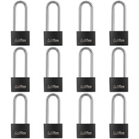 Guliffen Aluminum Pad Lock  12 Pack Long Shackle Padlocks With Same Key  Gym Locker Lock Of Metal For Outdoor Fence Sheds  Storage Unit  Gate  Toolbox Trailer Garages