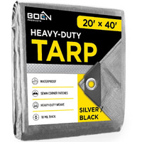 Heavy Duty Tarp Waterproof Large Cover |Silver/Black  20' X 40' 10 Mil Thick | Rip Proof Tarps | Thick Weave Material  Uv Resistant Great For Tarpaulin Canopy Tent  Boat  Rv Or Pool Cover