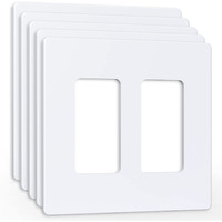 Amerisense Outlet Cover  Screwless Decorator Wall Plate  Light Switch Power Plug Cover  2-Gang Standard Size  White  5 Pack