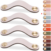 Lereati 4 Pack Leather Drawer Pulls Cream Cabinet Handles 3.7 Inch Dresser Knobs Cabinet Door Handle  Leather Pulls For Dresser  Closet  Kitchen Cupboard (3.7In Hole Center  Cream)