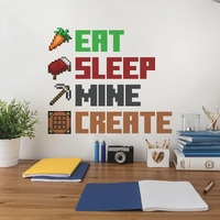 Roommates Rmk5007Scs Minecraft Eat Sleep Mine Create Quote Peel And Stick Wall Decal