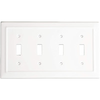 Monarch Abode 19054 Architectural Decorative Wall Plate Switch Plate Outlet Cover  4 Gang  Classic White