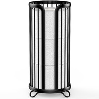 Bunoxea Toilet Paper Holder Stand  Freestanding Toilet Tissue Organizer  Minimalistic Storage Solution  Reserve Mega Rolls-Modern Black