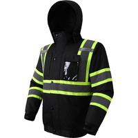Jksafety Hi-Vis Winter Safety Bomber Jacket For Men And Women | Winter Safety Jacket Durable And Waterproof | Construction Work Jacket For Winter | Cold Weather Ppe | Ansi Compliant (116-Black M)