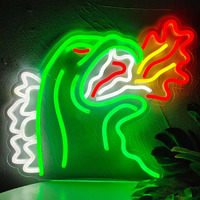 Josebru Neon Light King Of The Monster Dimmable Led Neon Sign For Wall Decor Gaming Room Lights Boys Room Decor Fire-Breathing Monster Neon Signs Dinosaur Neon Light