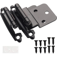 Decobasics 3/8"" Inset Cabinet Hinges Black (4 Pair -8 Pcs) Offset Self Closing Matte Black Cabinet Hinges For Kitchen Cabinets W/Bumpers & Upgraded Screws