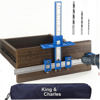 Cabinet Hardware Jig  King&Charles Cabinet Handle Jig With 3Pcs Point Wood Drils Bits  Use For Handles Pulls Knobs On Drawers/Doors  Wood Drilling Dowelling Guide Set.