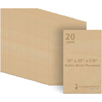 3 Mm Baltic Birch Plywood 1/8 X 12 X 20 Inch  Box Of 20 B/Bb Grade Craft Wood  Stronger Than Basswood Sheets  For Laser  Cnc Cutting And Wood Burning  By Woodpeckers