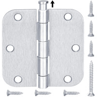 Ticonn 18-Pack 3.5 Inch Door Hinges With 5/8"" Radius Corner  3-1/2 X 3-1/2 Inch Iron Bifold Residential Doors Hardware (5/8"" Radius Corner  Satin Chrome  18 Pack)