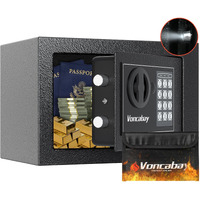 Voncabay Money Safe Box For Home With Sensor Light & Fireproof Security Safe Box For Money Safe With Keys & Pass Code  Lock Box Fireproof Safe With Digital Keypad
