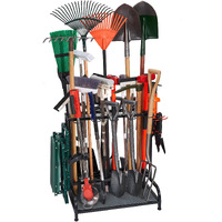 Garden Tool Organizer  Yard Tools Rack Holds 55 Long-Handled Tools/Rakes/Brooms For Garage Organization And Storage  Shed  Outdoor  Lawn  Heavy-Duty Steel  Black  Easy Assembly