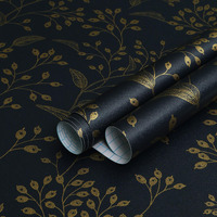 Heroad Peel And Stick Wallpaper 236"" X 17.3"" Dark Blue Contact Paper Gold Floral Wall Paper Modern Boho Removable Contact Paper For Cabinets Drawers Bedroom Self Adhesive Vinyl Papel Tapiz Para Pared