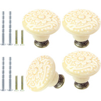 Suiwotin 16Pcs Beige Ceramic Knobs  Vintage Kitchen Cabinet Knobs Pulls  Retro Ceramic Dresser Knobs  Decorative Drawer Pull Knob Handles For Closet  Cupboard  Furniture Door Knobs