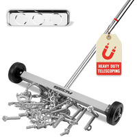 Magnet Sweeper Magnetic Nail Roller: 17-Inch Heavy Duty Magnet Nail Pickup Rolling Tool With Telescoping Adjustable Handle 8.8-Pound Capacity Ideal For Workshop Garage Yard Construction Cleanup