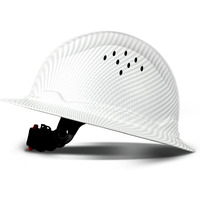 Safebuilder Full Brim Carbon Fiber Pattern Hard Hat  Adjustable And Comfortable Hardhats Ansi Ratchet Durable Hardhat Construction & Industrial (01-Matte White Hat)